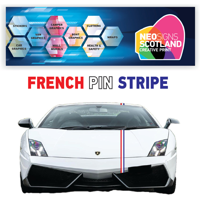 FRP French Racing Pin Stripes 1.2m (1200mm) Long laminated for Renault Peugeot Citroen sticker graphics various widths available