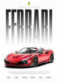 Ferrari F8 Spider Car Poster Printed | Premium Waterproof & Tear Resistant Full Colour Posters