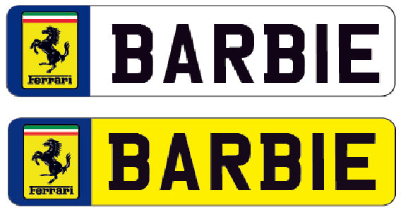 RIDE03 Kids Personalised Number Plates Front And Back with car logo