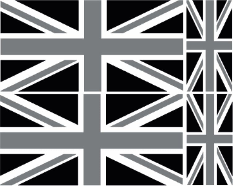 FLAG38 Silver and Black Union Jack Flags Stickers Various Sizes