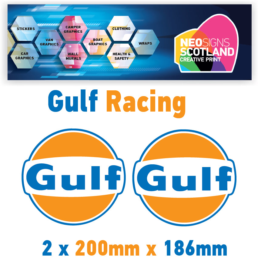 Gulf Racing stickers x2 laminated for Porsche