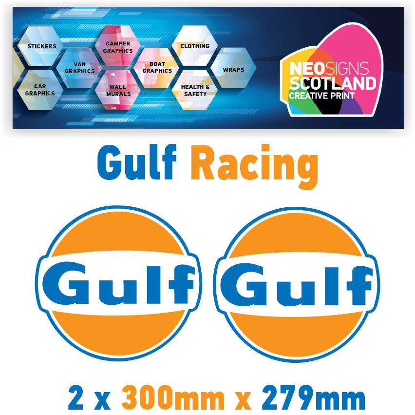 Gulf Racing stickers x2 laminated for Porsche