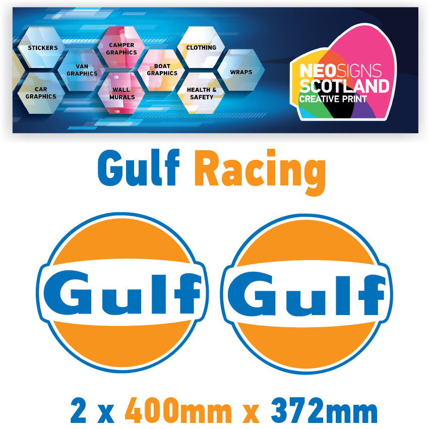 Gulf Racing stickers x2 laminated for Porsche