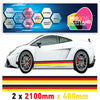 GR2.1 German Racing Side stripe 2x2.1m (2100mm) Long laminated for Renault Peugeot Citroen sticker graphics various widths available
