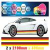 GR2.1 German Racing Side stripe 2x2.1m (2100mm) Long laminated for Renault Peugeot Citroen sticker graphics various widths available