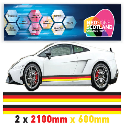 GR2.1 German Racing Side stripe 2x2.1m (2100mm) Long laminated for Renault Peugeot Citroen sticker graphics various widths available