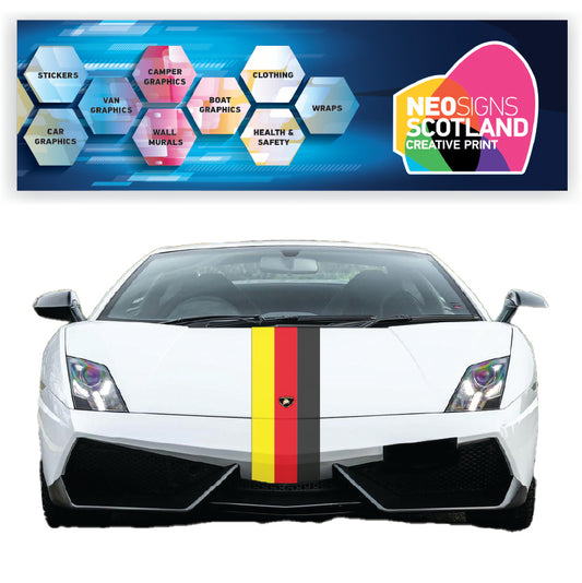 GR1.1 German Racing Bonnet stripe 1.1m (1100mm) Long laminated for BMW Volkswagen Audi sticker graphics various widths available