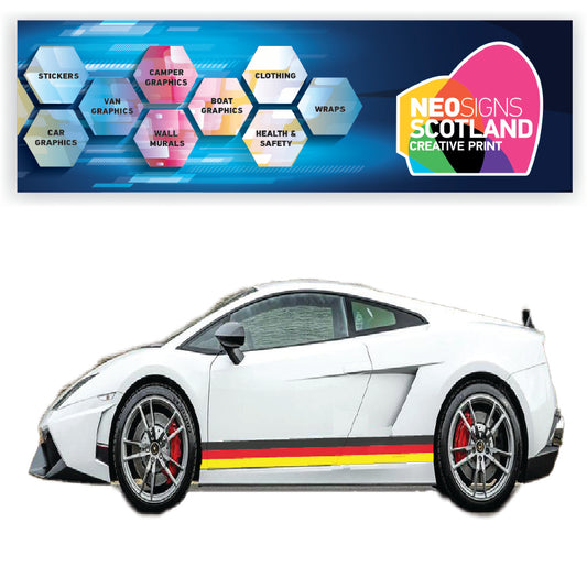 GR2.1 German Racing Side stripe 2x2.1m (2100mm) Long laminated for Renault Peugeot Citroen sticker graphics various widths available