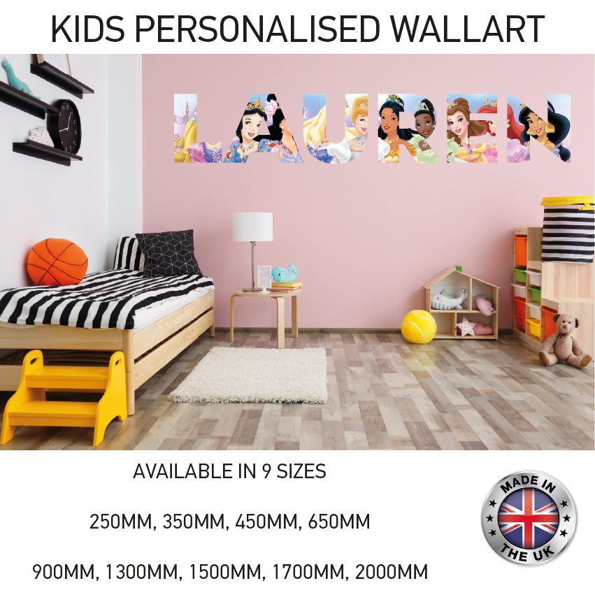 GPW01-20 Kids Personalised Name Wall Sticker Various Designs Available