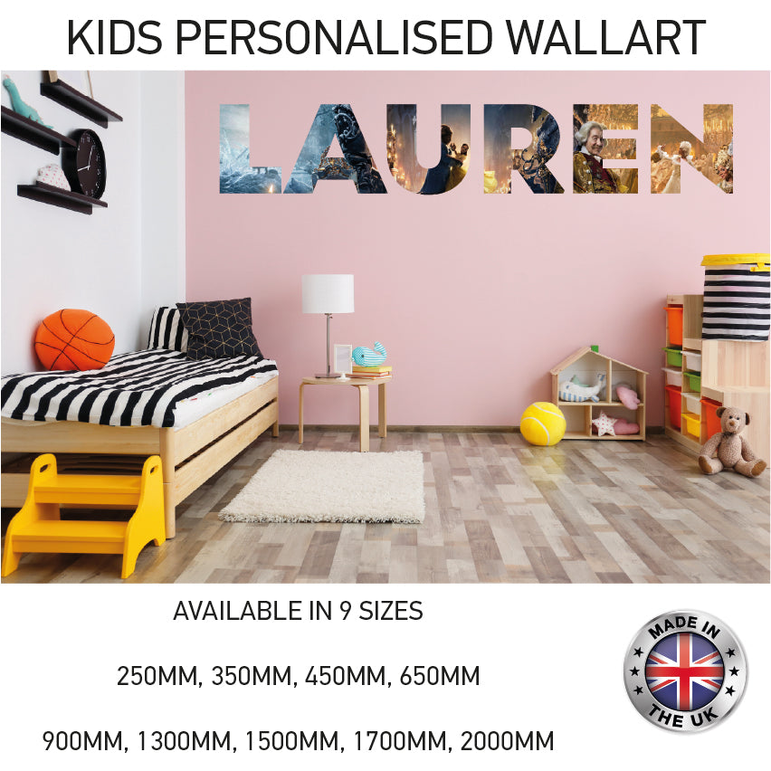 GPW01-20 Kids Personalised Name Wall Sticker Various Designs Available