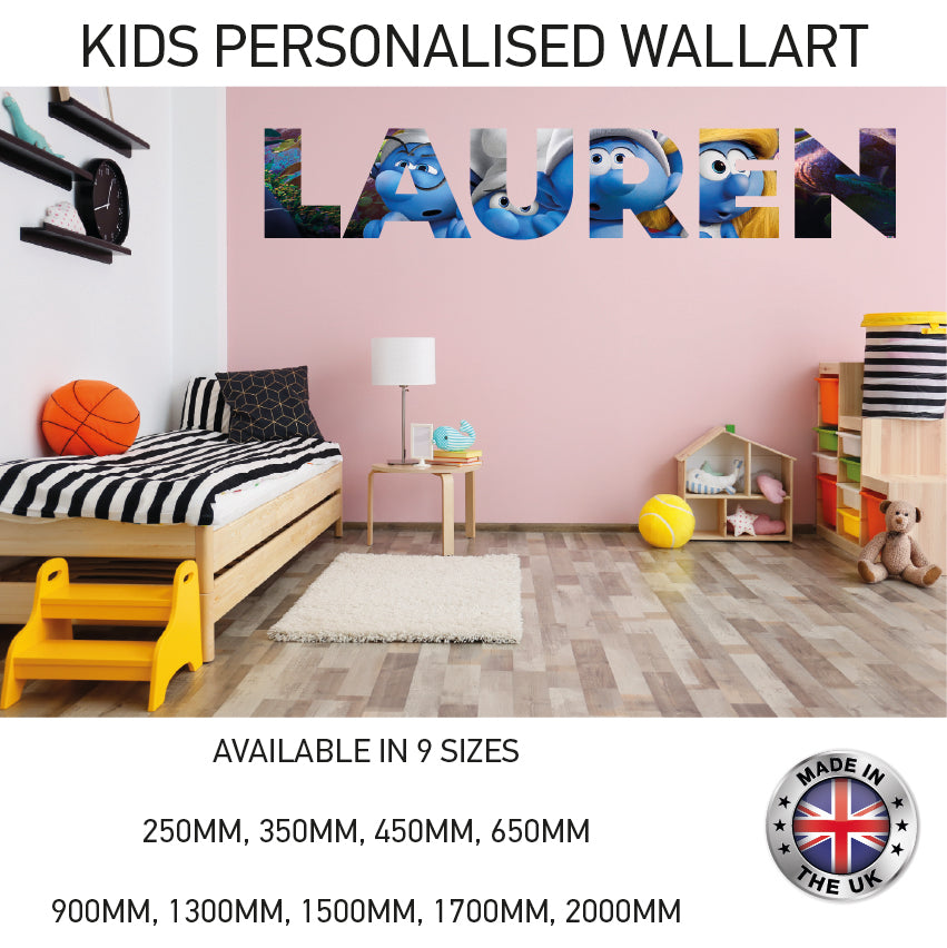 GPW01-20 Kids Personalised Name Wall Sticker Various Designs Available