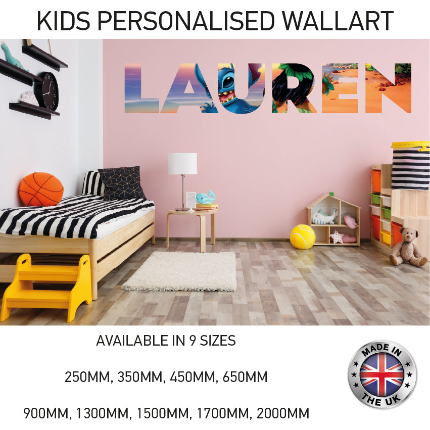 GPW01-20 Kids Personalised Name Wall Sticker Various Designs Available