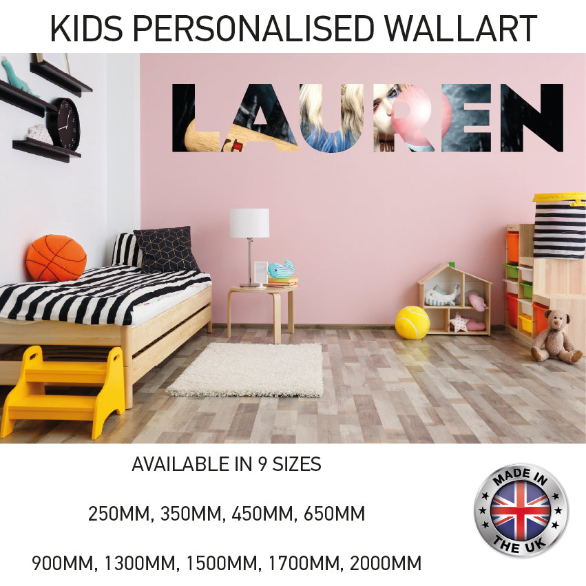 GPW01-20 Kids Personalised Name Wall Sticker Various Designs Available