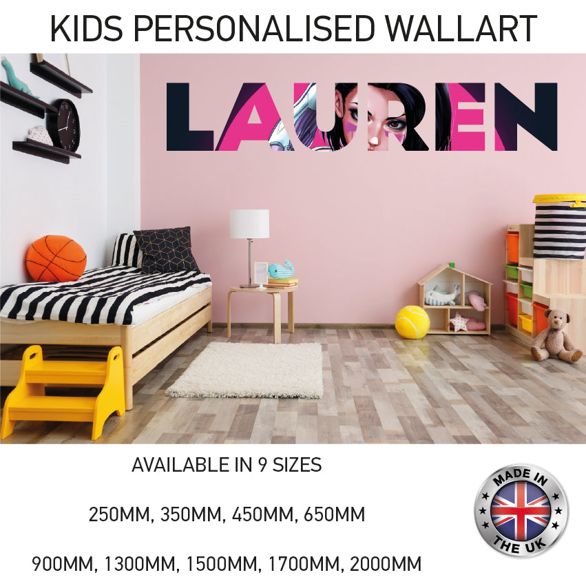 GPW01-20 Kids Personalised Name Wall Sticker Various Designs Available