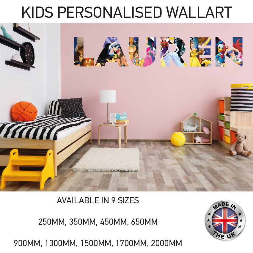 GPW01-20 Kids Personalised Name Wall Sticker Various Designs Available