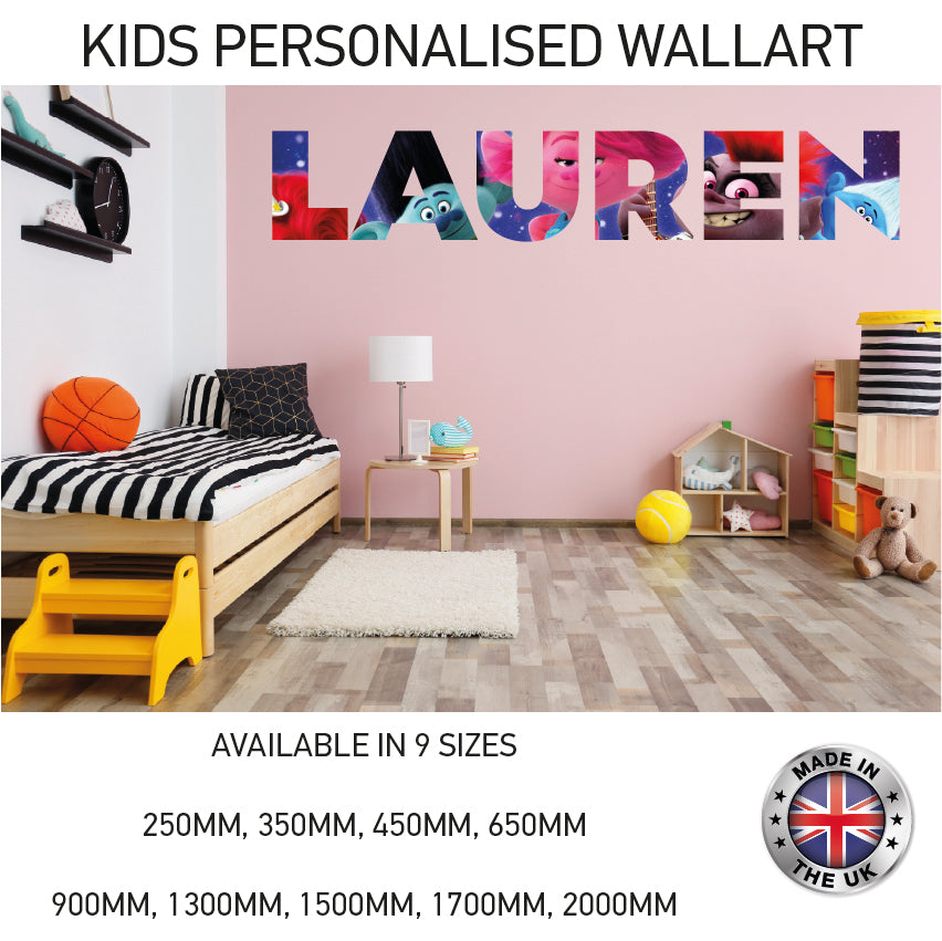 GPW01-20 Kids Personalised Name Wall Sticker Various Designs Available