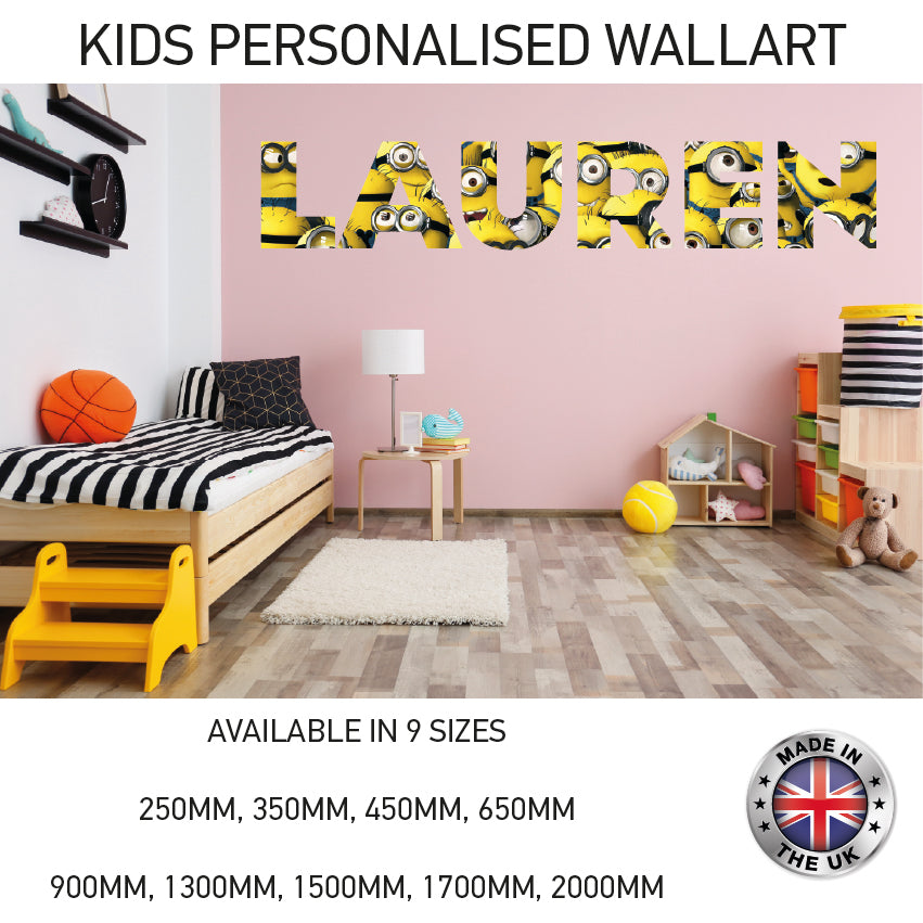 GPW01-20 Kids Personalised Name Wall Sticker Various Designs Available