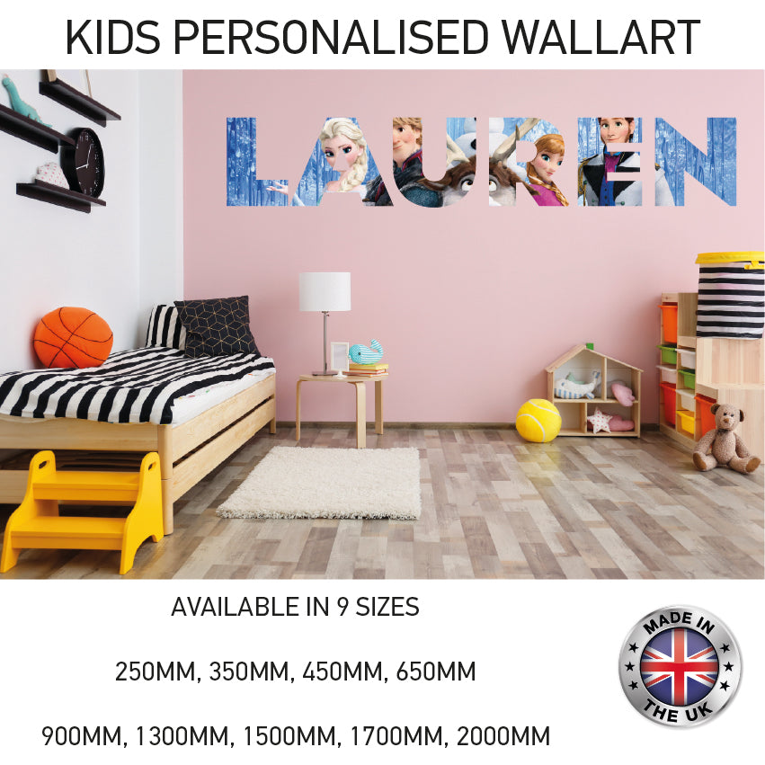 GPW01-20 Kids Personalised Name Wall Sticker Various Designs Available