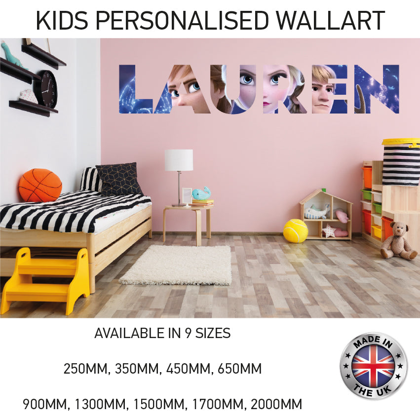 GPW01-20 Kids Personalised Name Wall Sticker Various Designs Available