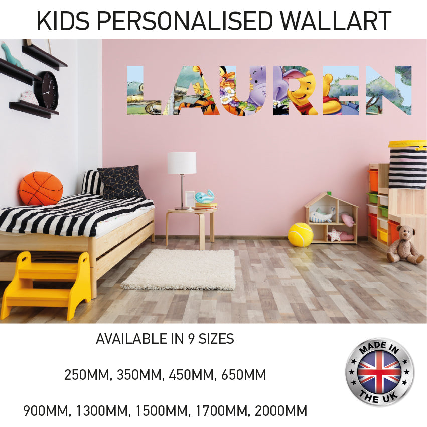 GPW01-20 Kids Personalised Name Wall Sticker Various Designs Available