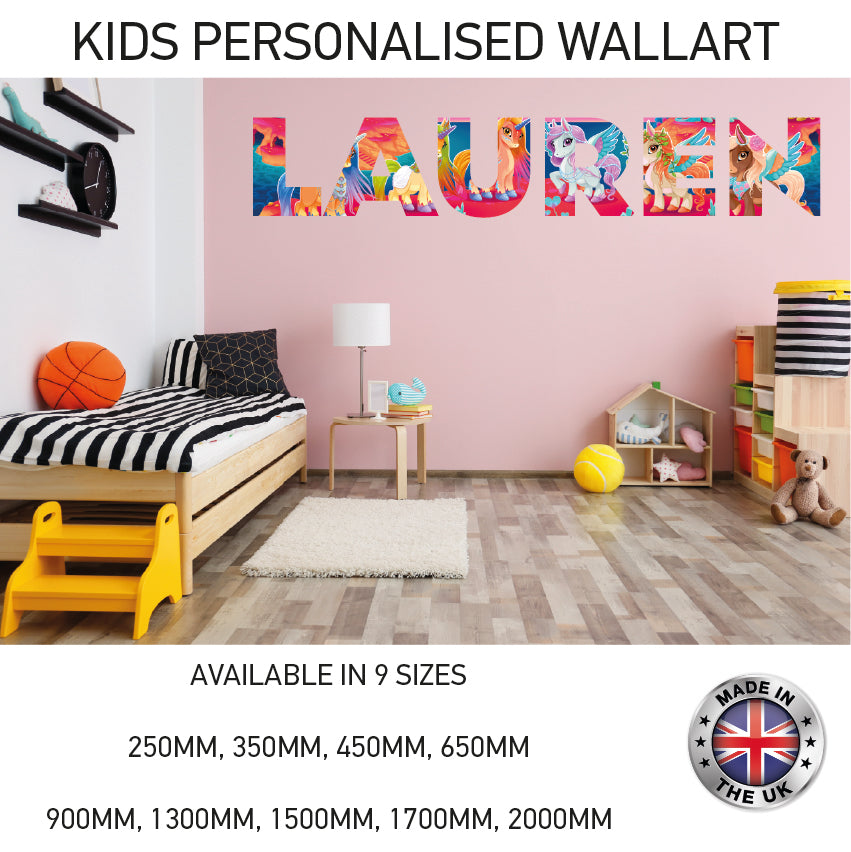 GPW01-20 Kids Personalised Name Wall Sticker Various Designs Available