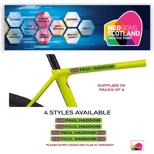 Bike Green Personalised Bike Frame Name Stickers Cycle Cycling Frame Helmet Decals
