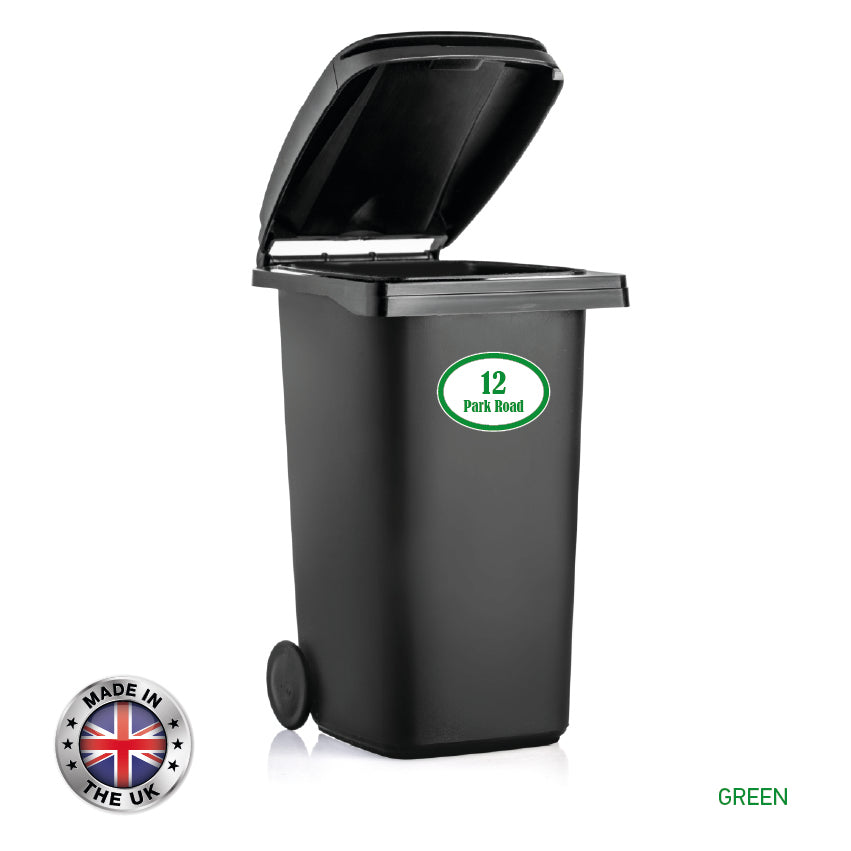 BIN01-06 Wheelie Bin x4 Custom Number and Street Name Stickers