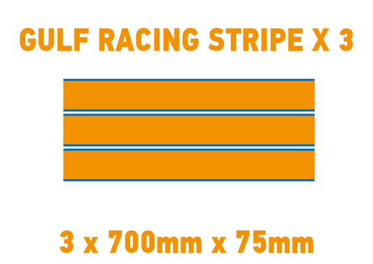 GU01B 3 x Gulf Racing Stripe 700mm x 75mm For Porsche