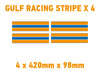 GU02A 4 x Gulf Racing Stripe 420mm x 98mm For Porsche