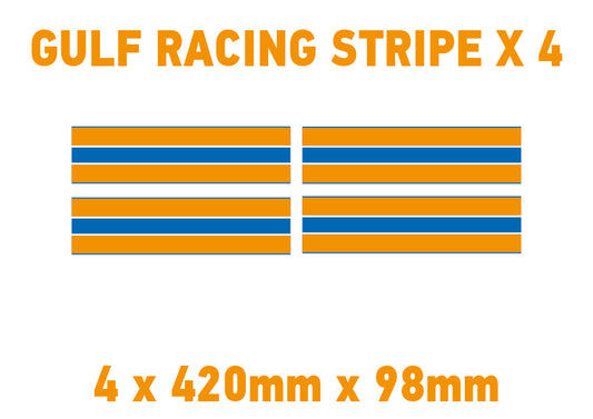 GU02A 4 x Gulf Racing Stripe 420mm x 98mm For Porsche