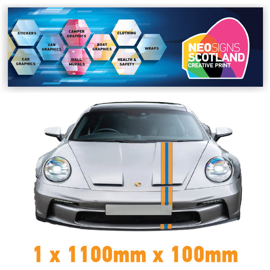 GU1.1A/1x100 Gulf Racing Bonnet Stripe 1100mm x 100mm For Porsche