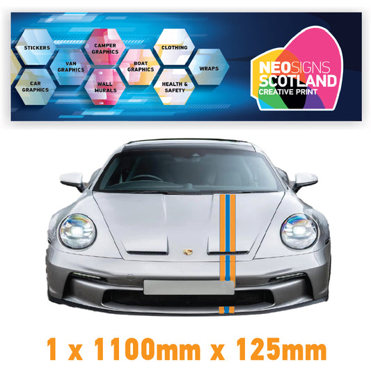 GU1.1A/1x125 Gulf Racing Bonnet Stripe 1100mm x 125mm For Porsche