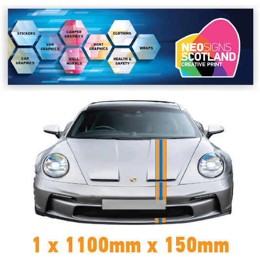 GU1.1A/1x150 Gulf Racing Bonnet Stripe 1100mm x 150mm For Porsche