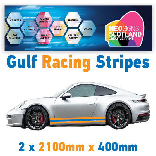 GU2.1A/2x400 Gulf Racing Side Stripe 2100mm x 400mm For Porsche
