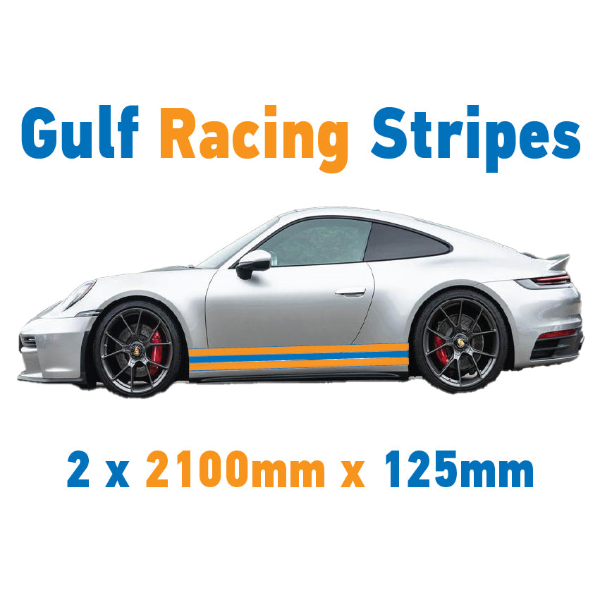 Gulf Racing Side Stripes Various Styles & Sizes Available