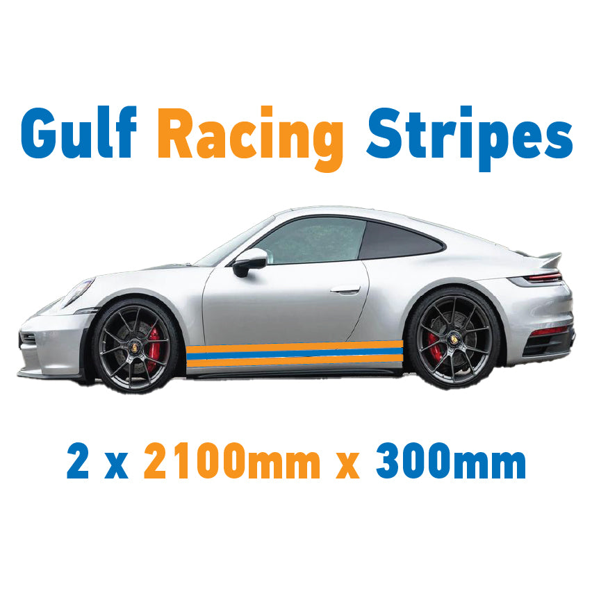 Gulf Racing Side Stripes Various Styles & Sizes Available