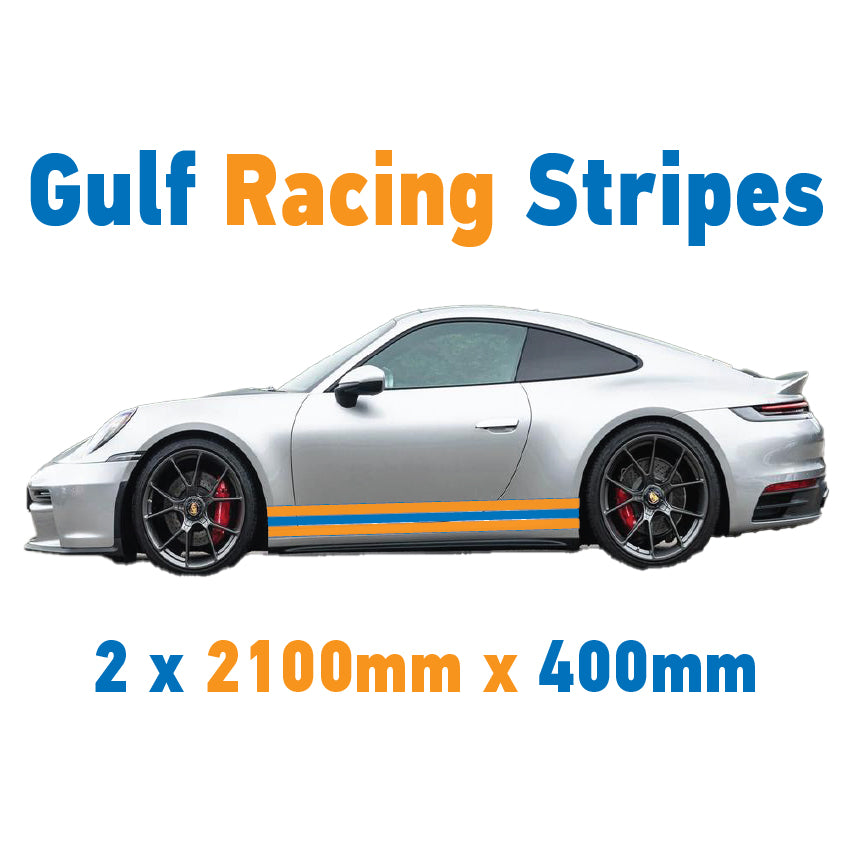 Gulf Racing Side Stripes Various Styles & Sizes Available
