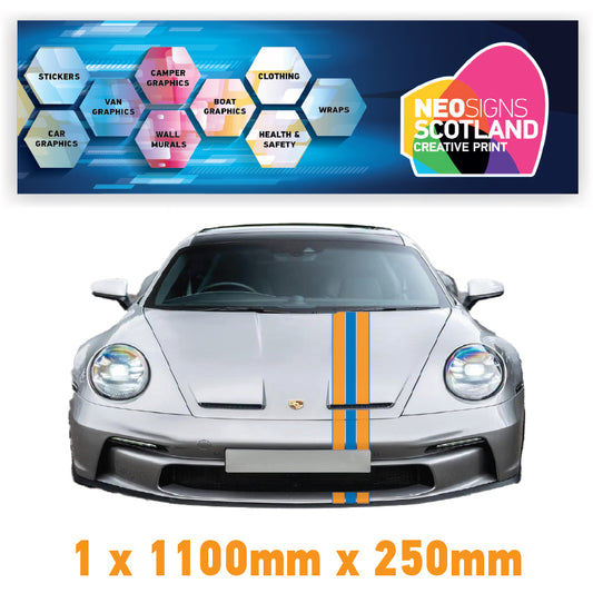 GU1.1A/1x250 Gulf Racing Bonnet Stripe 1100mm x 250mm For Porsche