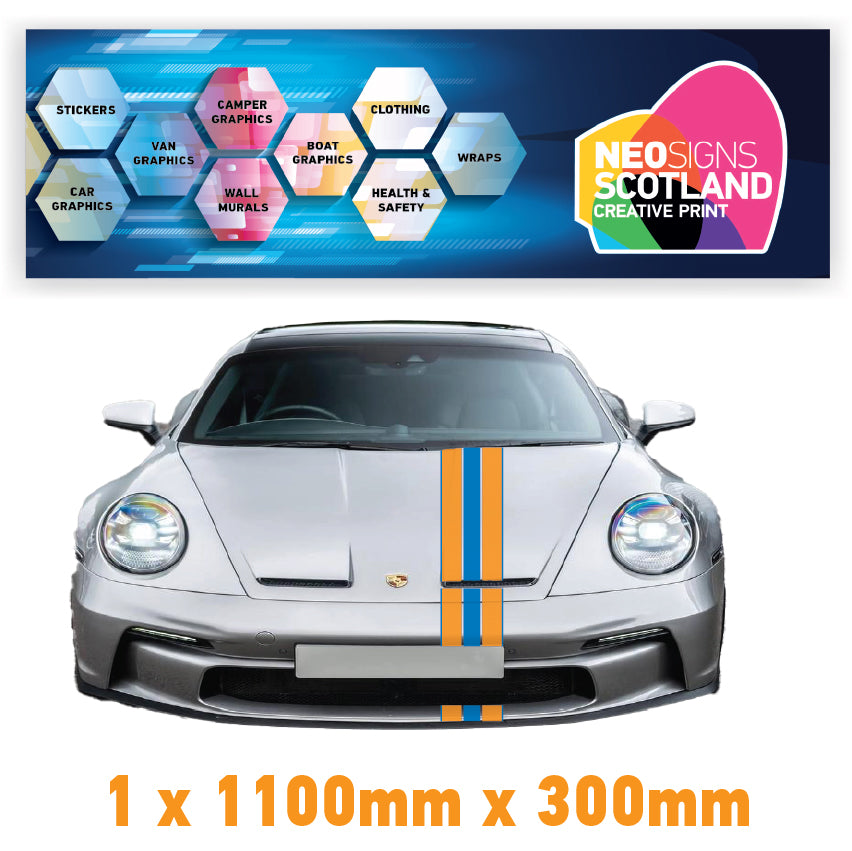 GU1.1A/1x300 Gulf Racing Bonnet Stripe 1100mm x 300mm For Porsche
