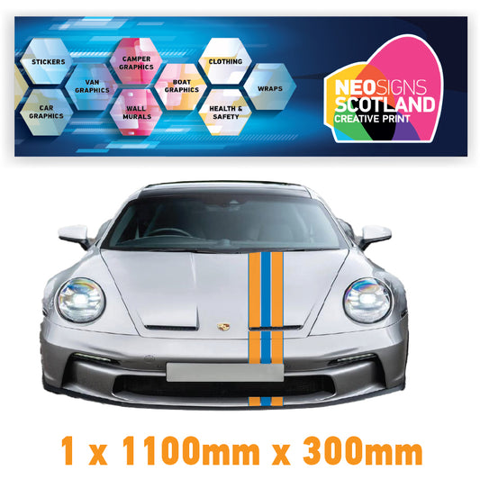GU1.1A/1x300 Gulf Racing Bonnet Stripe 1100mm x 300mm For Porsche