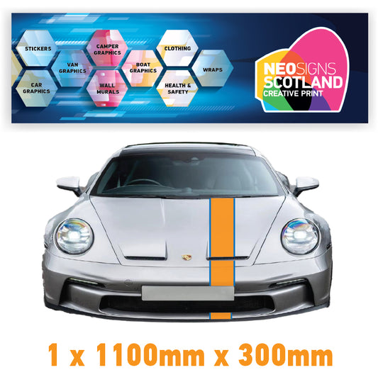 GU1.1B/1x300 Gulf Racing Bonnet Stripe 1100mm x 300mm For Porsche