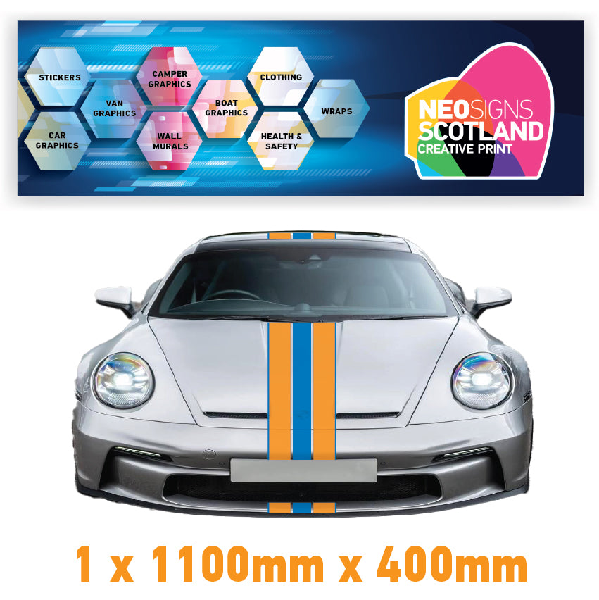 GU1.1A/1x400 Gulf Racing Bonnet Stripe 1100mm x 400mm For Porsche