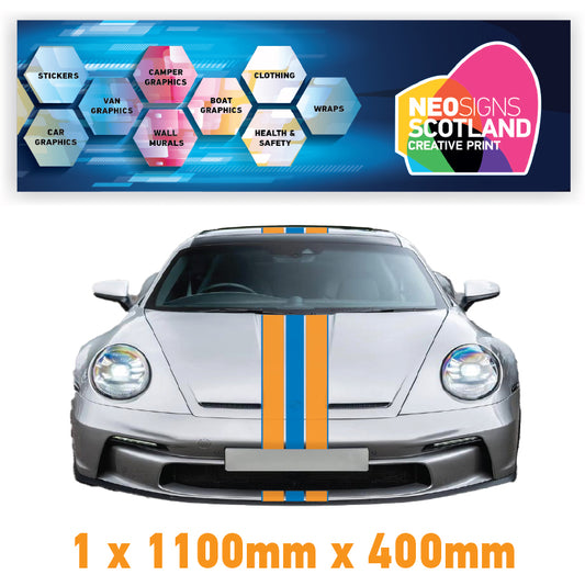 GU1.1A/1x400 Gulf Racing Bonnet Stripe 1100mm x 400mm For Porsche
