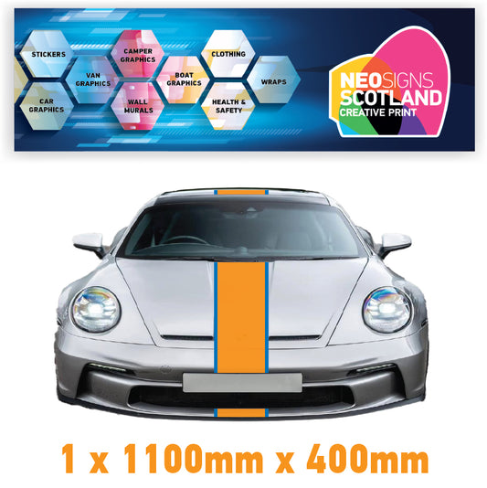 GU1.1B/1x400 Gulf Racing Bonnet Stripe 1100mm x 400mm For Porsche