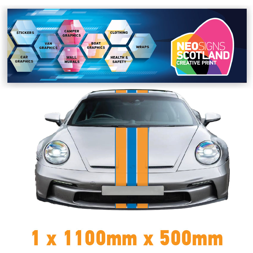 GU1.1A/1x500 Gulf Racing Bonnet Stripe 1100mm x 500mm For Porsche