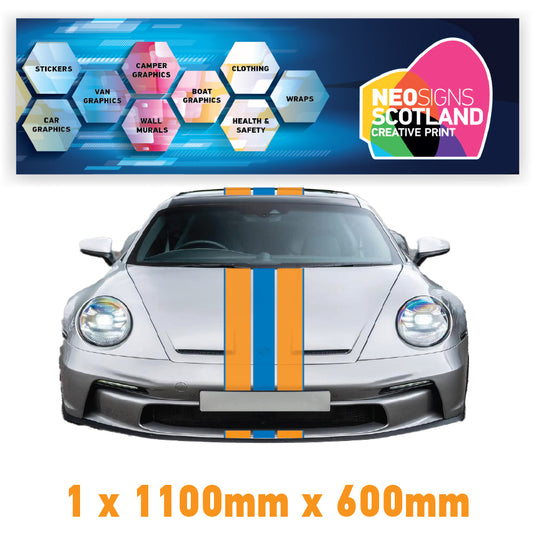 GU1.1A/1x600 Gulf Racing Bonnet Stripe 1100mm x 600mm For Porsche