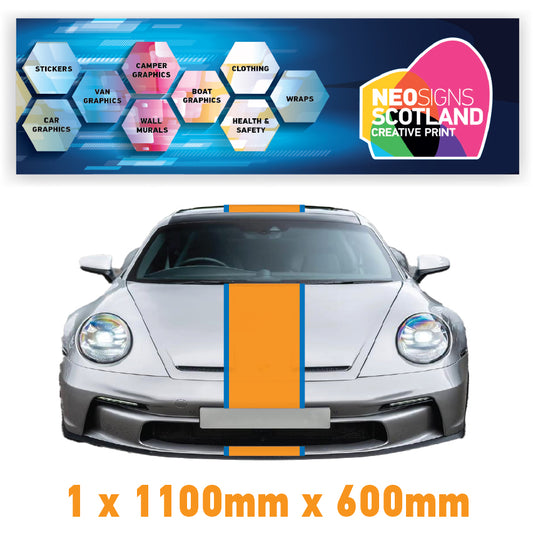 GU1.1B/1x600 Gulf Racing Bonnet Stripe 1100mm x 600mm For Porsche