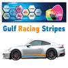 GU2.1x2A Gulf Racing side stripes 2.1m (2x2100mm) Long laminated for Porsche Various Sizes Available