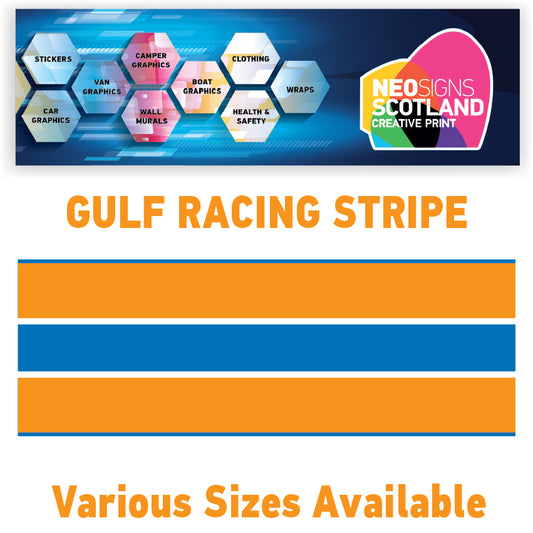 GU1.1x1A Gulf Racing wall stripes 1.1m (1100mm) Long laminated for Le mans Various Sizes Available