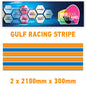 GU2.1x2A Gulf Racing side stripes 2.1m (2x2100mm) Long laminated for Porsch Various Sizes Available
